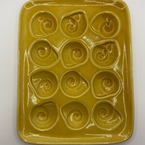 Vintage Escargot Serving Platter Plate - Modele Depose France - 9" Yellow RARE